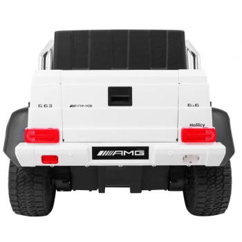 Auto Mercedes G63 6x6 dla dzieci Biały + 2 Pedały gazu + Regulacja siedzenia + Audio LED + Bagażnik + Kufer dla rodzica